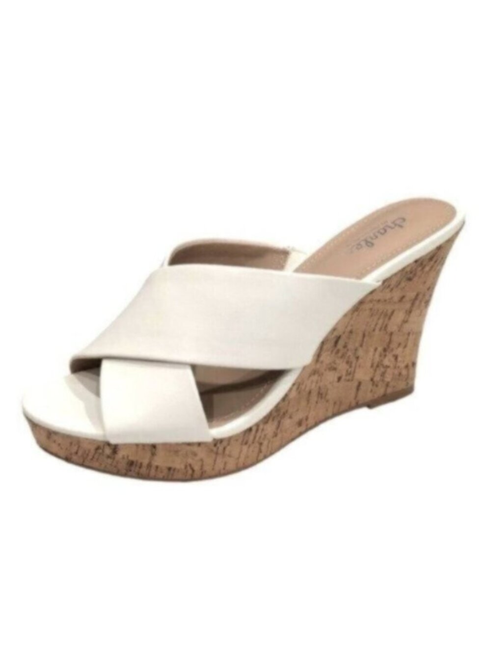 NWT Charles David White Leather Wedge Slide Sandals 9.5M